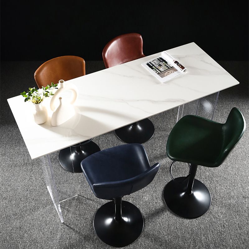 Faux Leather Barstools Adjustable Height Swivel Barstool with Footrest
