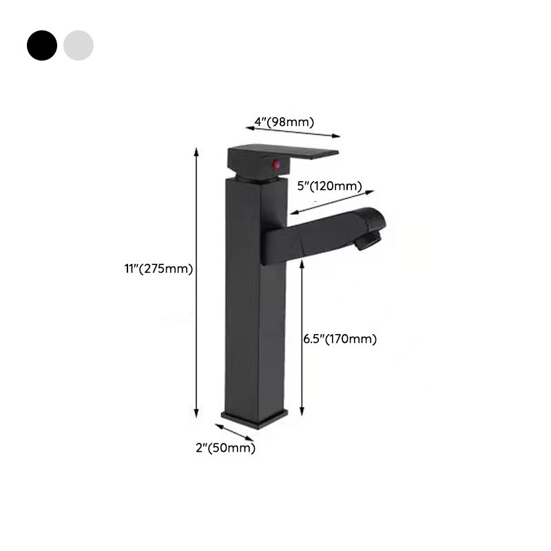 Lever Handle Faucet Contemporary Pull-out Faucet for Bathroom
