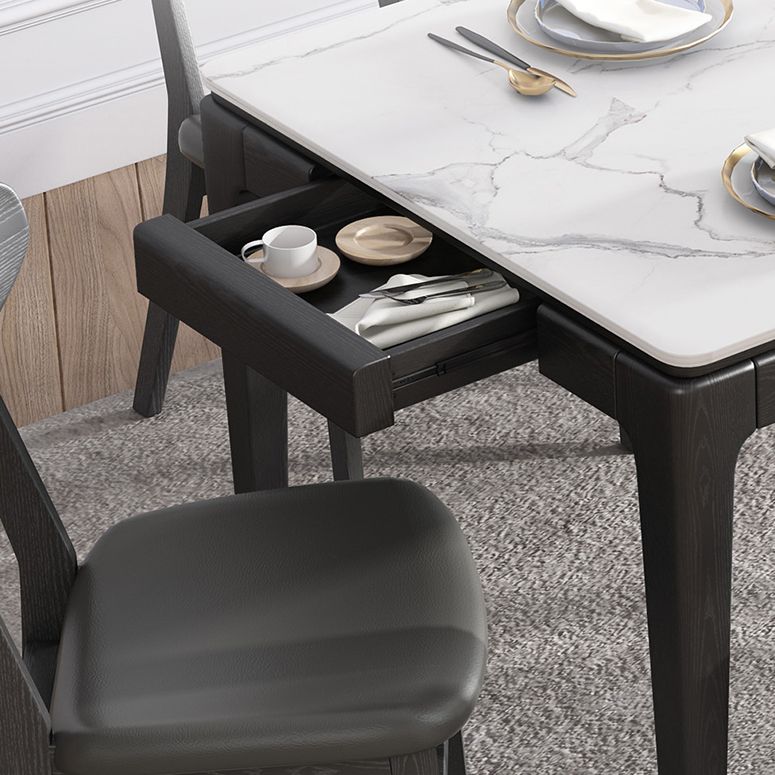 Modern Style Home Sintered Stone Dining Table Rectangle Shape Table with Ash Wood Base