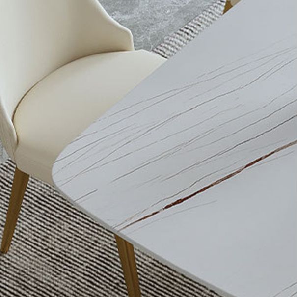 1/4/6/7/9 Pieces Rectangle Dining Set Sintered Stone Top Dining Table with Leather Chairs