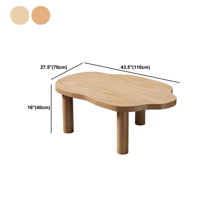 Scandinavian Pine Wood Coffee Table with Free Form Top Cocktail Table