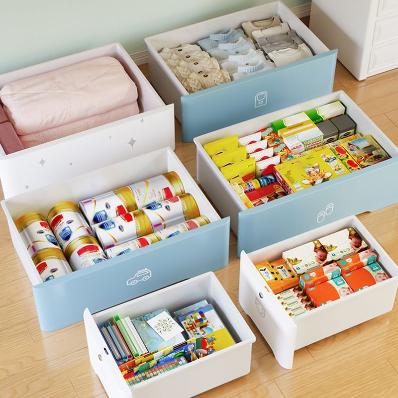 Pink and Blue Non-Hanging Armoire Modern Plastic Storage Cabinet with Drawers