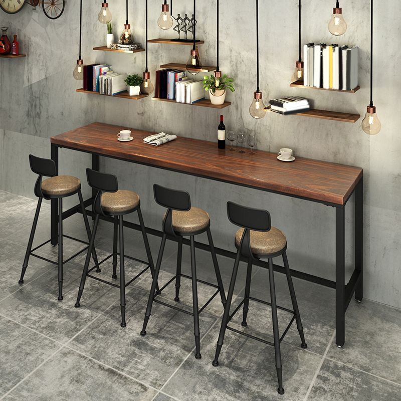 Industrial Rectangle Bar Table Set 1/2/5 Pcs Brown Wooden Bar Table Set