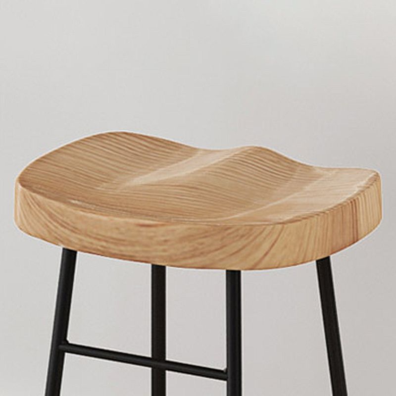 Sgabelli da bar moderni in legno senza schienale sgabello sedile contornato con gambe di ferro