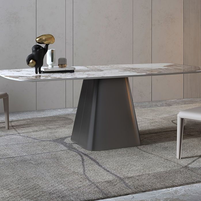Modern Style Rectangle Dining Table Sintered Stone Pedestal Dining Table for Home Use