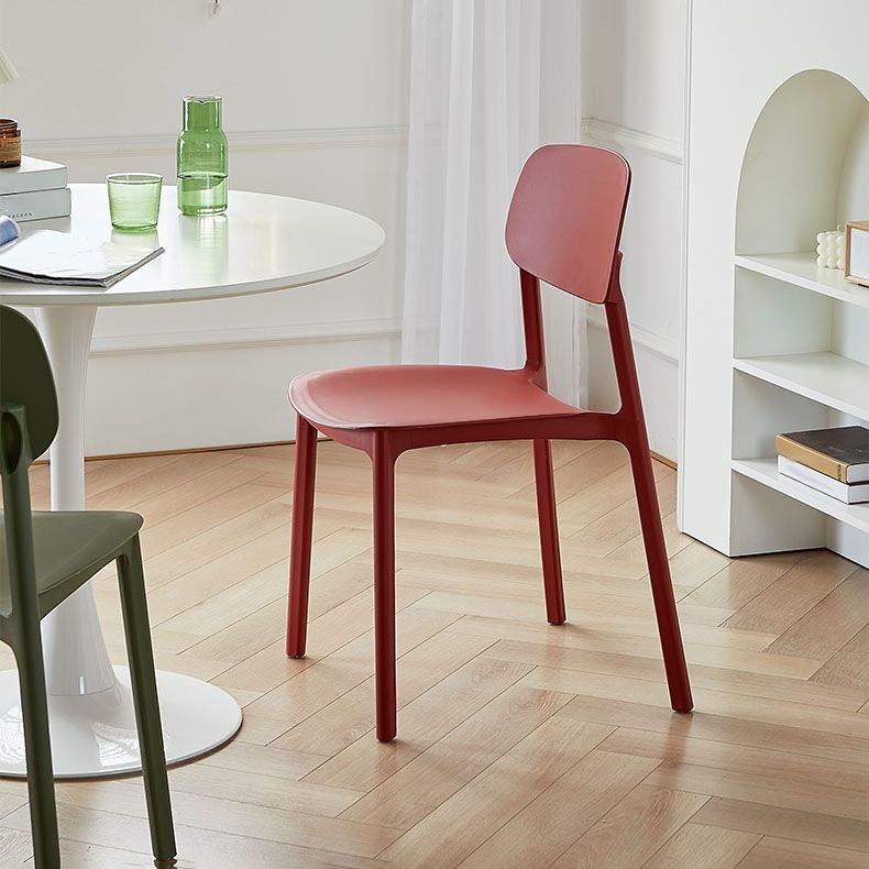 Silla lateral trasera abierta apilable moderna, acabado mate de plástico, silla de comedor