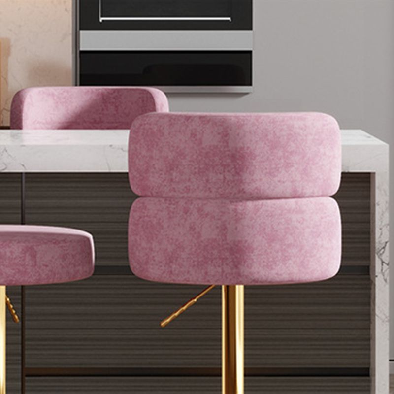 Glam Liftable Bar Stool Round Seat Counter Bar Stool with Metal Legs