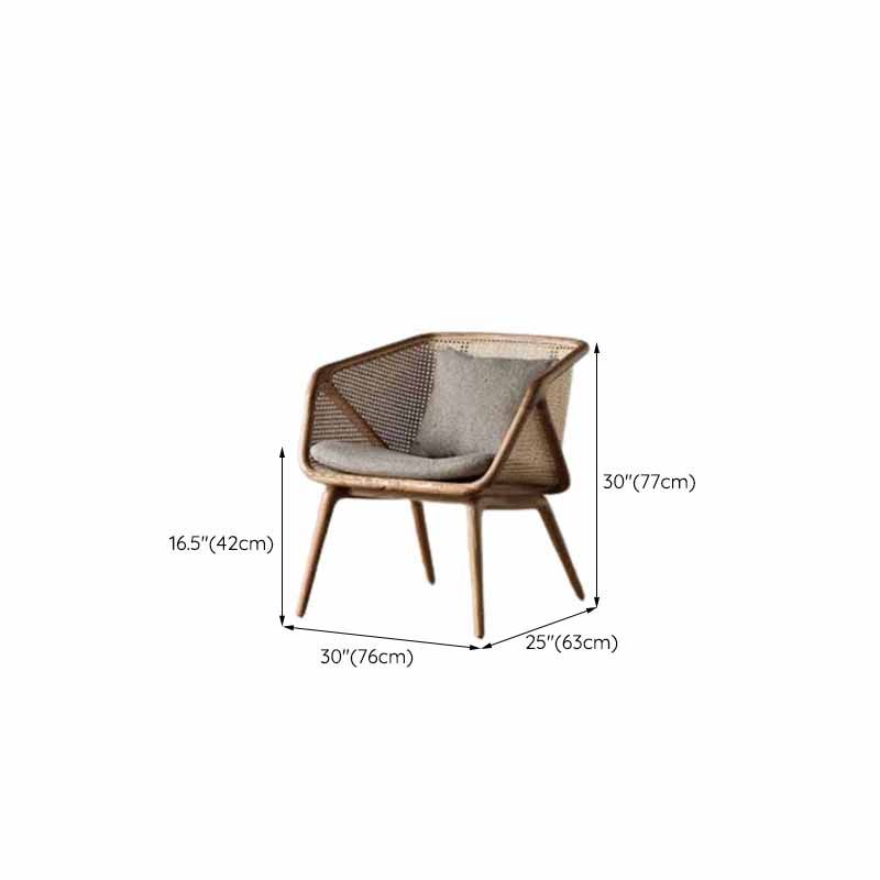 Rattan Linen Sofa 25.59" High Sloped Arm Sofa with Loose Back for Living Room