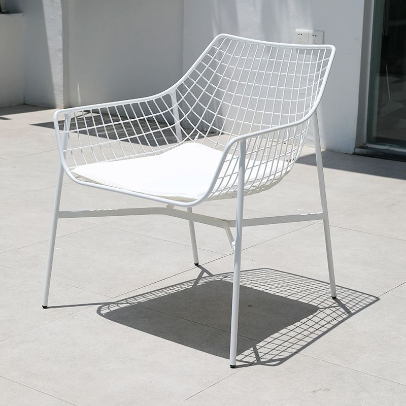 Industrial Metal Dining Armchair Water Resistant Armchair with Arm