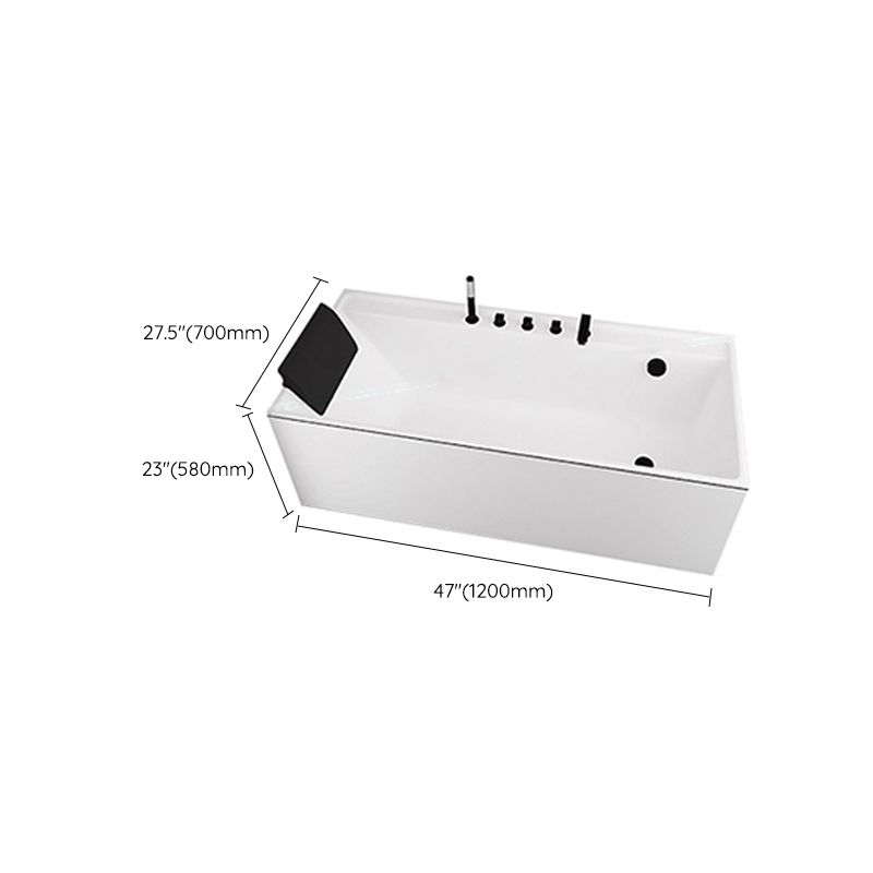 Modern Acrylic White Bathtub Rectangle Back to Wall with Drain Bath Tub