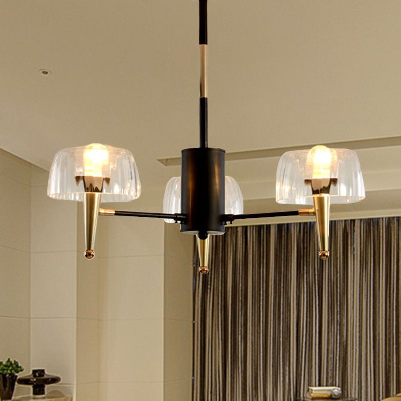 Sputnik Clear Glass Suspension Pendellicht Leicht Einfacher Stil 3/5/6 Lichter Wohnzimmer Kronleuchter Licht in Gold