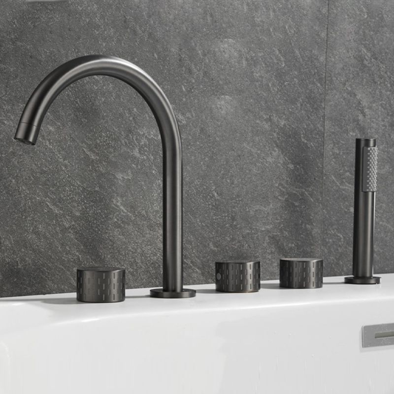 Deck Mounted Copper Roman Tub Faucet Low Arc 3 Handles Roman Tub Faucet Set