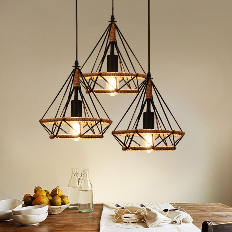 Lampadella in stile diamante in stile industriale retrò sala da pranzo in ferro battuto
