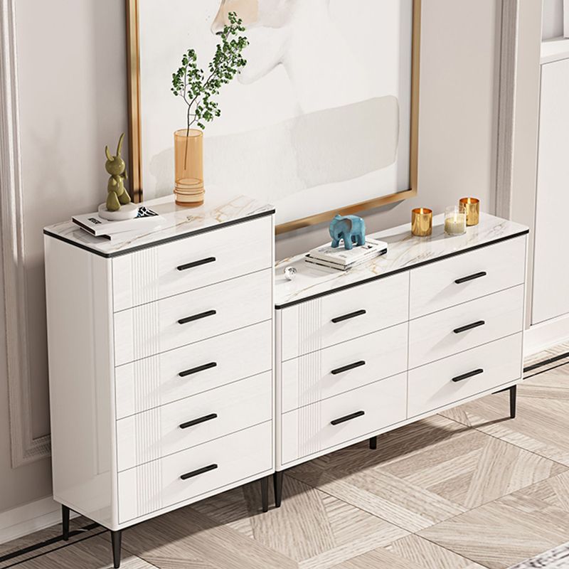 Contemporary Glam Stone Storage Chest Home Chest in White with Drawers