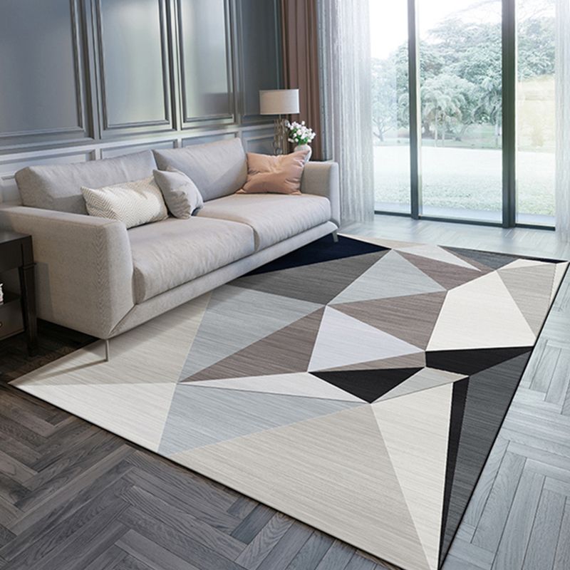 Simple Geo Print Rug Multi-Color Modern Indoor Rug Cotton Blend Non-Slip Backing Pet Friendly Carpet for Parlor