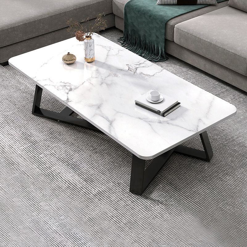 Cross Table Base Design Rectangular Faux Wood Table Ornate Style Coffee Table