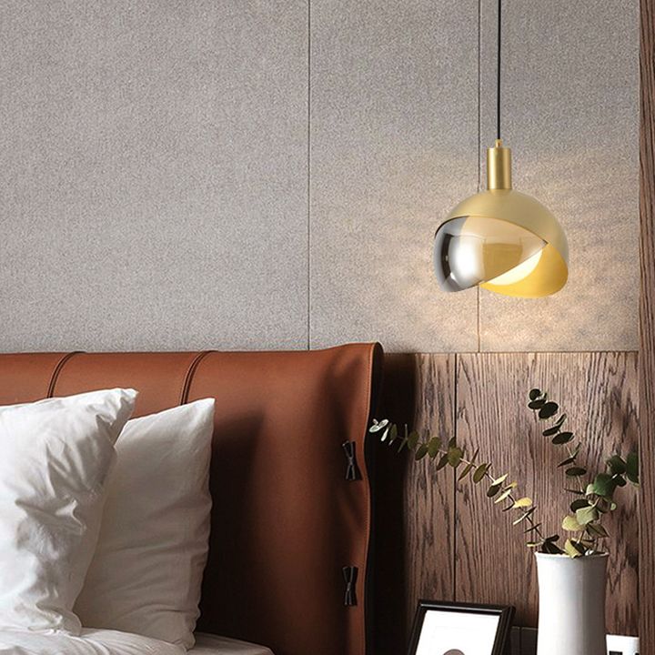 Lámpara colgante de oro de vidrio en moderna luz colgante de globo de hierro estilo lujo para comedor