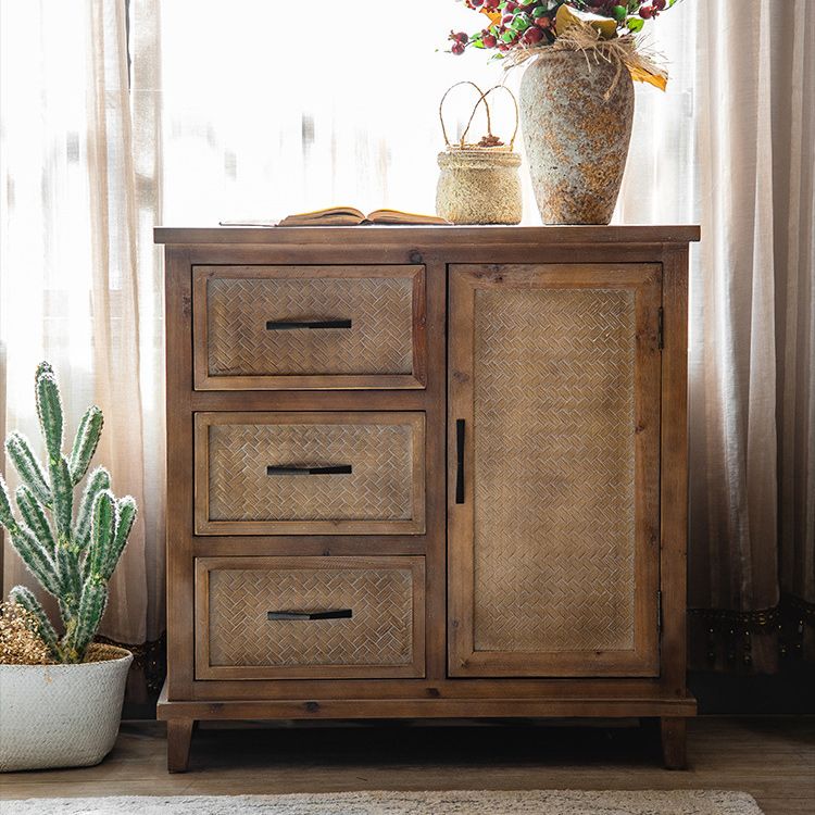 Industrial Wooden Cabinet with Doors and Drawers Distressed Wood Cabinet