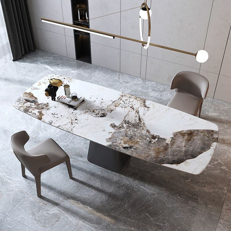 Modern Rectangle Dinette Set 1/3/4/7 Pieces Sintered Stone Top Dining Table Set
