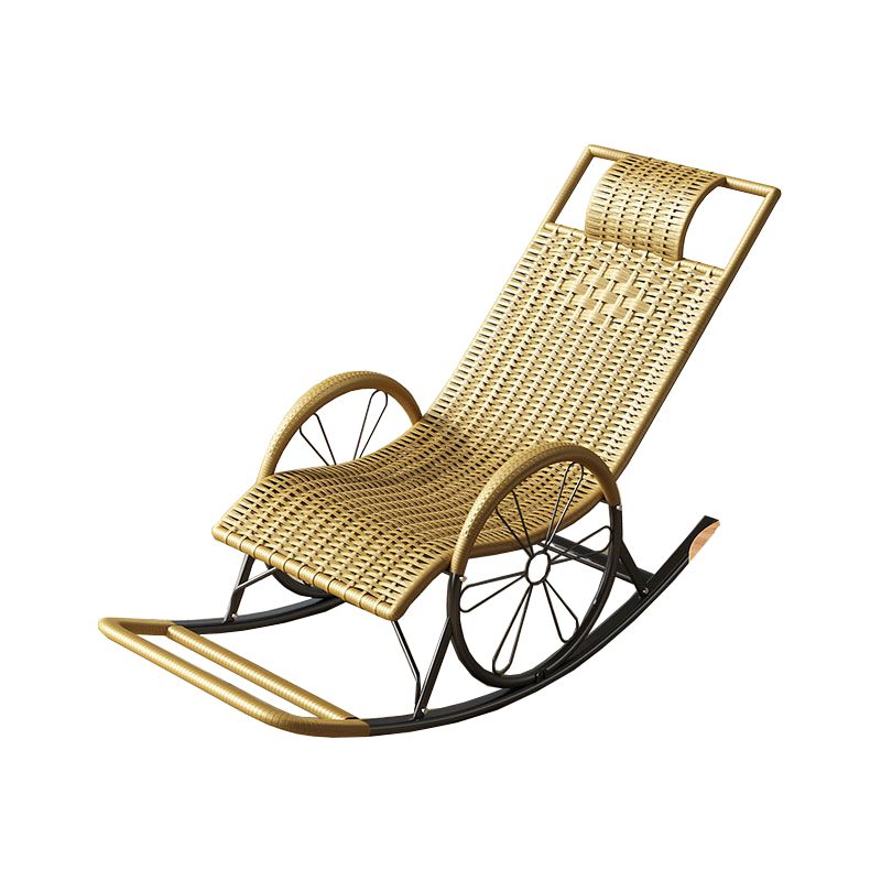 Modern Wicker Rocking Chair Brown Water Resistant Rocker for Living Room