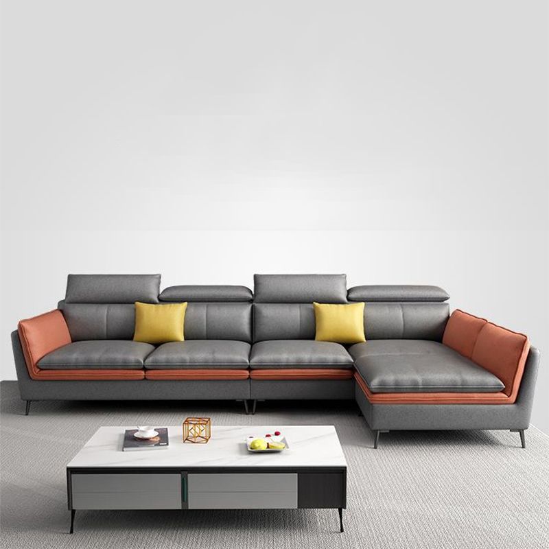 Nordic Stationary Faux Leather Living Room Flared Arm Cushions Seating