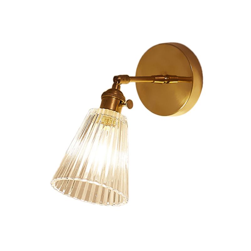 Verjüngte klare strukturierte Glaswandbeleuchtung industrieller Einzelbirne Essumlauflampe im Messing