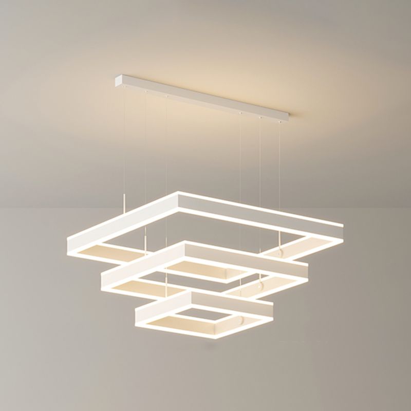 Quadratischer Schatten Kronleuchter Lichter moderne Metall 6-Licht Kronleuchter Beleuchtung in Weiß