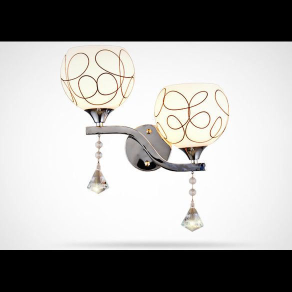 Éclairage de murs sphérique postmoderne éclairage de murs en verre blanc pour chambre