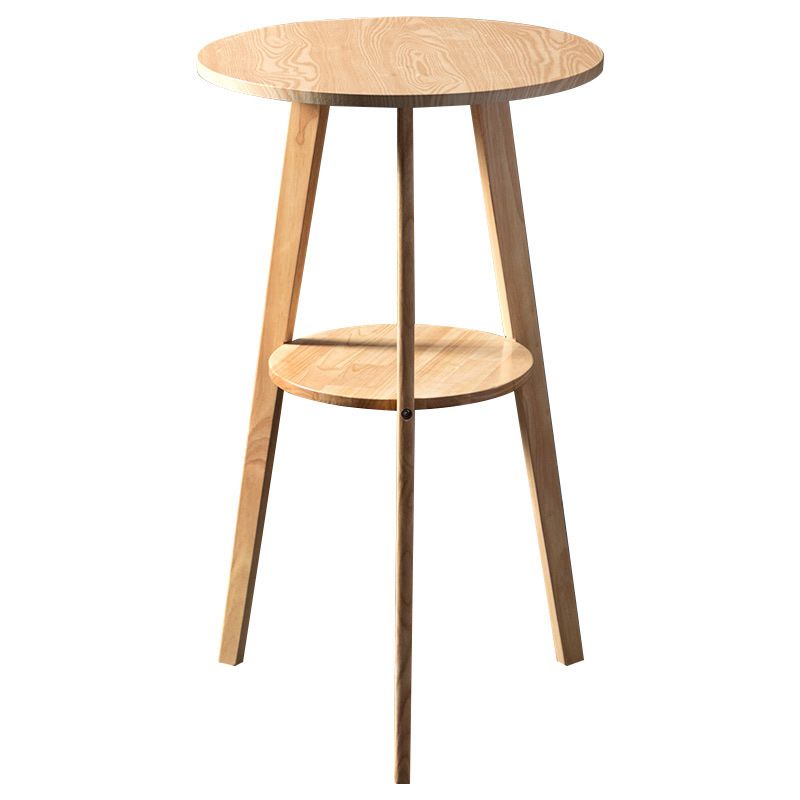 Simple Style Round Bar Table Wood Top Pub Table for Coffee Shop
