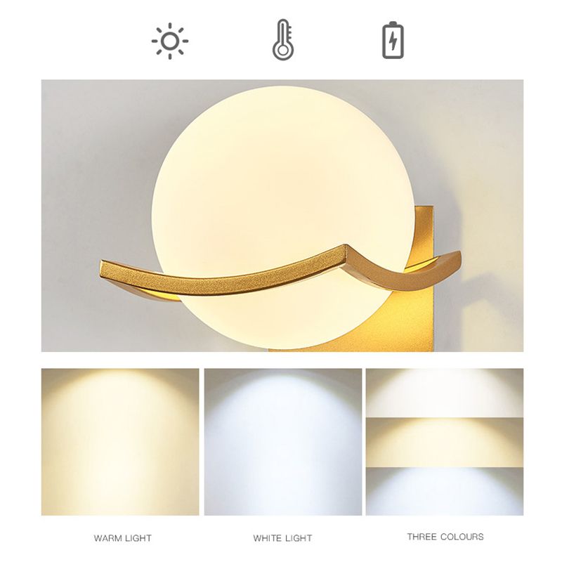 Modern Minimalist Style Ball Wall Light Fixtures Glass 1 Light Wall Lamps for Living Room