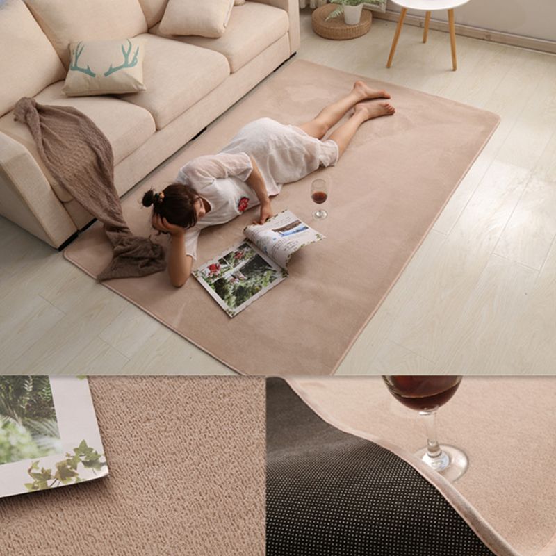 Simple Multi Color Plain Rug Polyster Relaxing Area Carpet Non-Slip Easy Care Washable Indoor Rug for Parlor