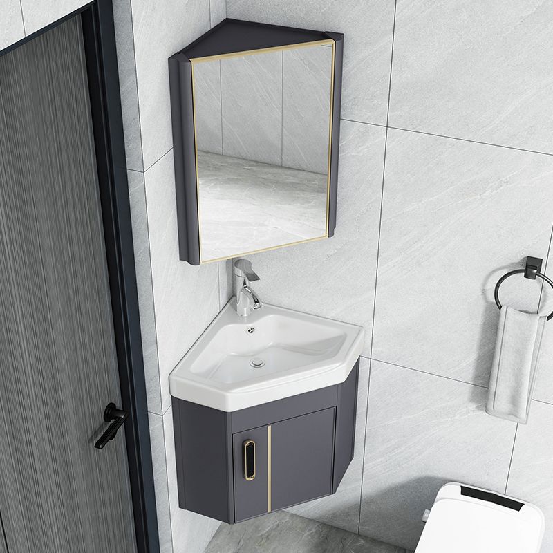 Wall Mounted Corner Bathroom Vanity Cabinet Triangular Abstract Vanity Sink