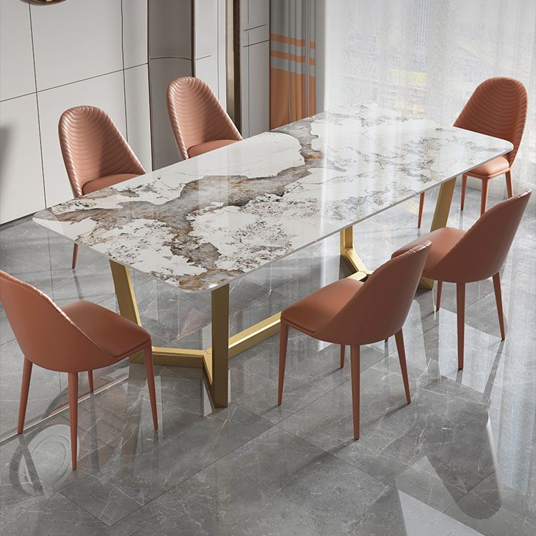 Nordic 1/4/5/6/7 Pieces Dining Set Sintered Stone Dining Table with Leather Chairs