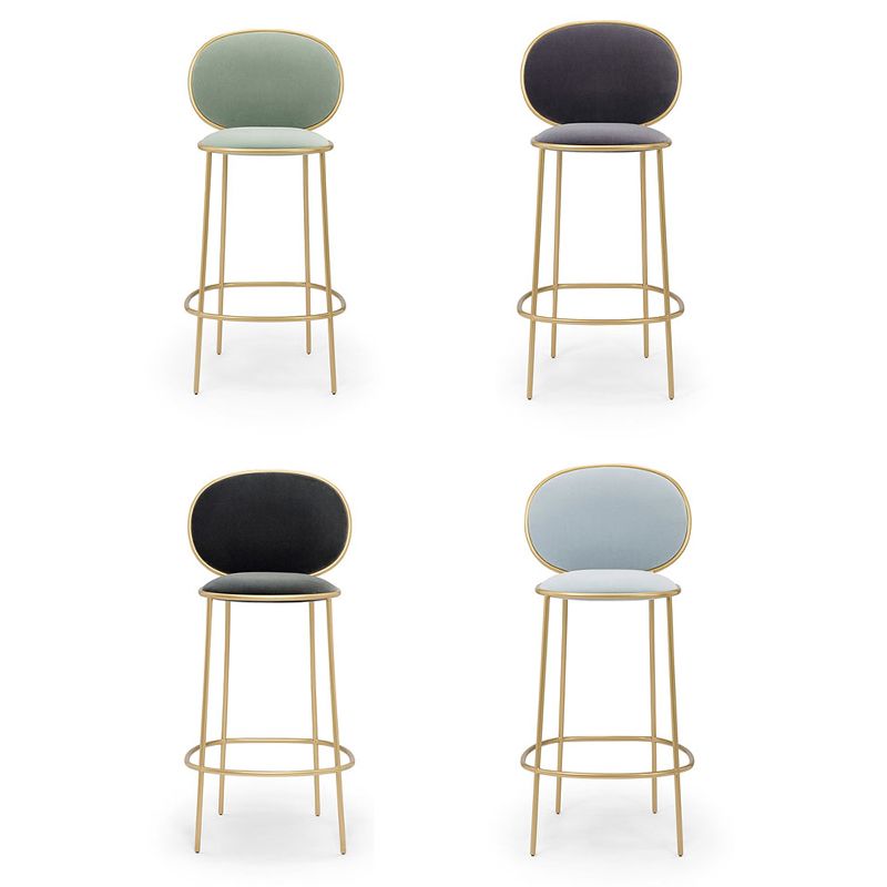 Contemporary Backrest Bar Stools Metal Barstool with Gold Legs