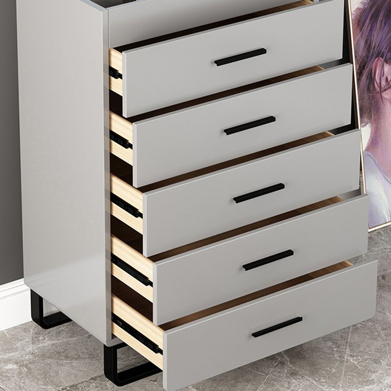 Contemporary Bedroom Storage Chest Engineered Wood Chest in Gray with Drawers