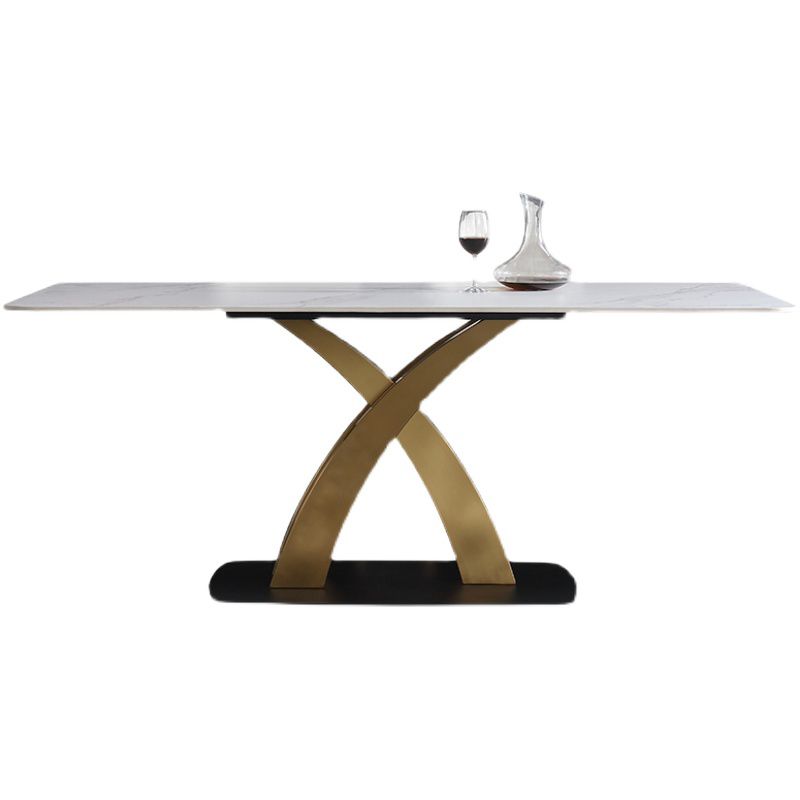 Modern 1/4/5/7 Pieces Dining Set White Rectangle Sintered Stone Dining Table Set