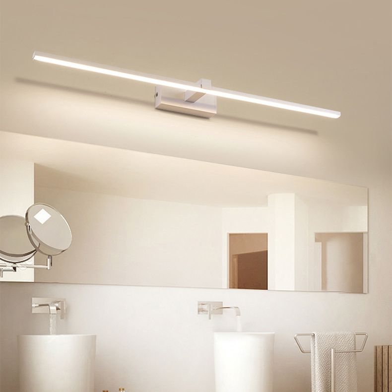 Luci da parete dello specchio da sfumatura lineare in metallo moderno 1 Fun a supporto per la parete della testa in bianco