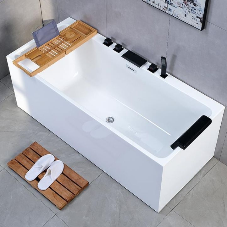 Back to Wall Soaking Bathtub Antique Finish Rectangular Modern Bath Tub