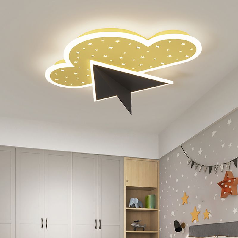 Cloud Shape LED Ceiling Lamp Kids Style Iron 2 Lights Flush Mount for Bedroom