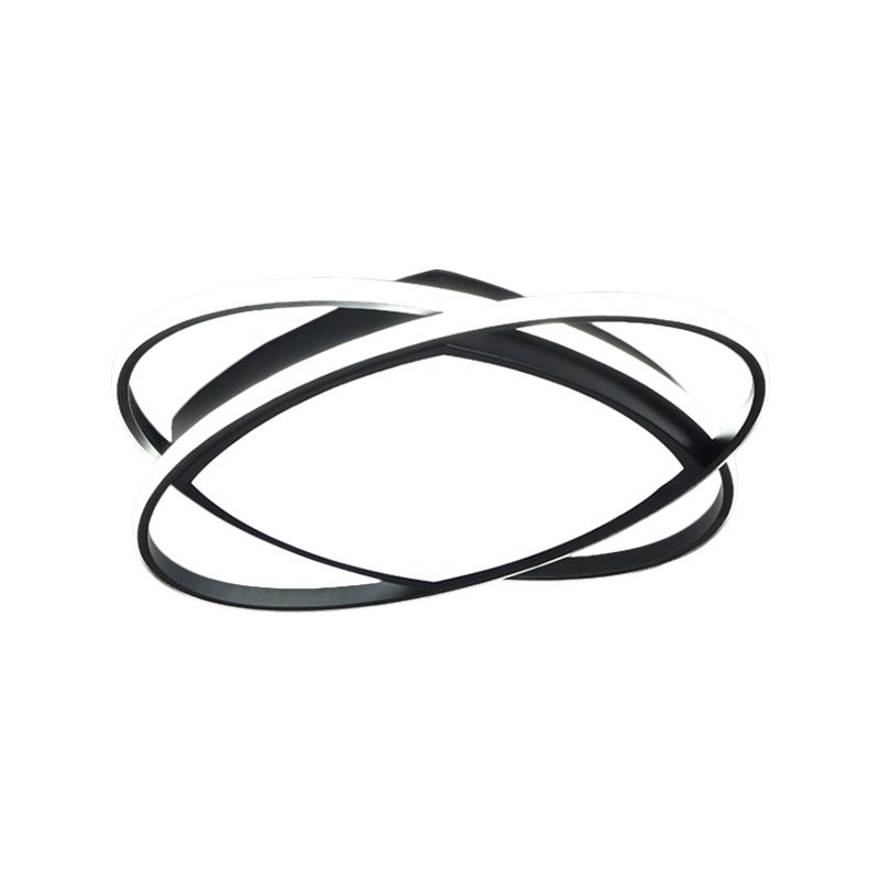 Metallic Square and Oval Flush Mount Modern LED Flush Light Fixture in Black, 19.5"/23.5" Width