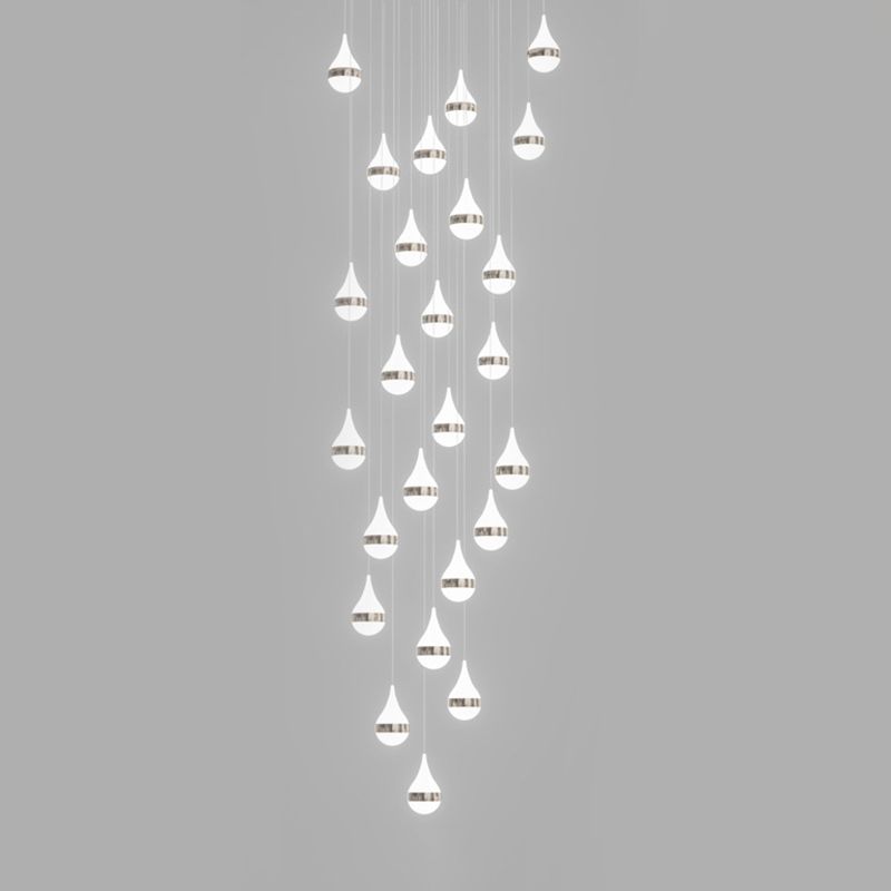 Lámpara de colgante de lágrima de hierro de hierro forjado de LED de lujo moderno con sombra acrílica