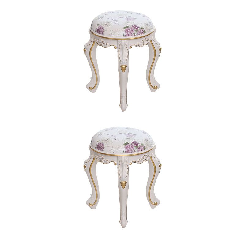 Mid-Century Modern Ottoman Faux Leather Upholstered Solid Color Round Ottoman