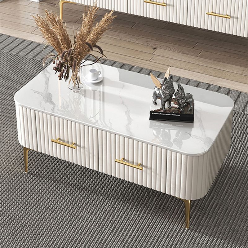 4 Legs Slate Rectangular Coffee Table Modern Single Coffee Table with Drawer