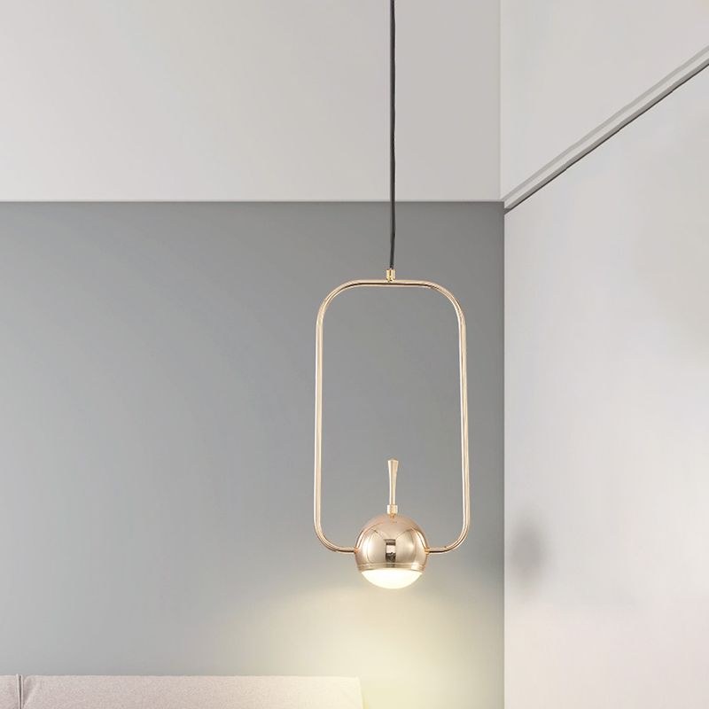 Minimalist LED Pendant Ceiling Light Rose Gold Round/Triangle/Rectangle Down Lighting with Dome Acrylic Shade