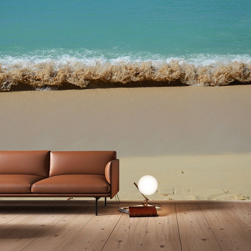 Romantic Beach Mural Wallpaper Stain Resistant Wall Art for Guest Room Decor
