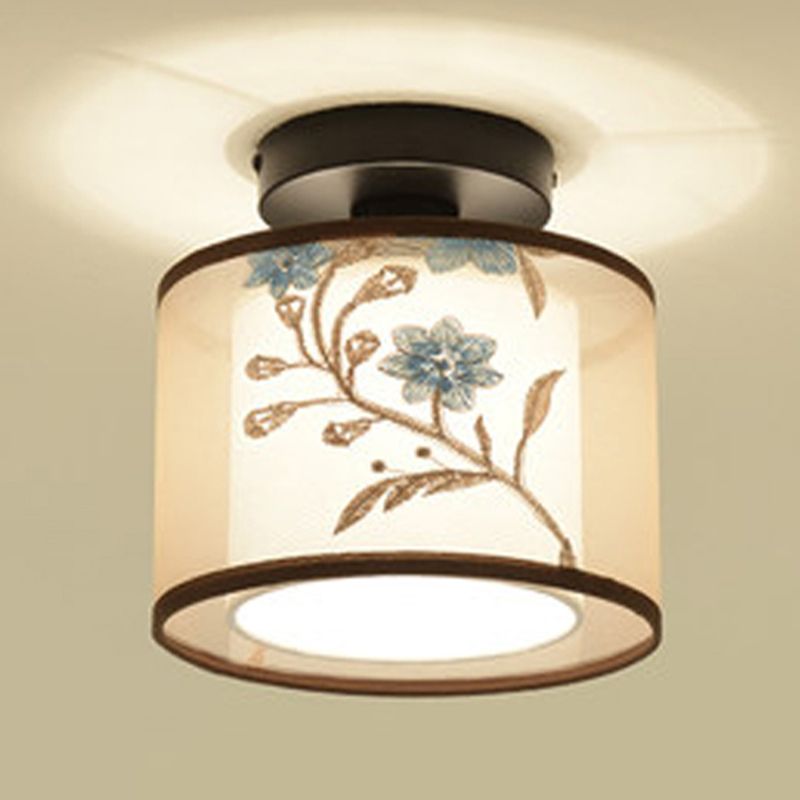 Modern Flush Mount Ceiling Light Simple Flush Mount Lamp with Fabric Shade