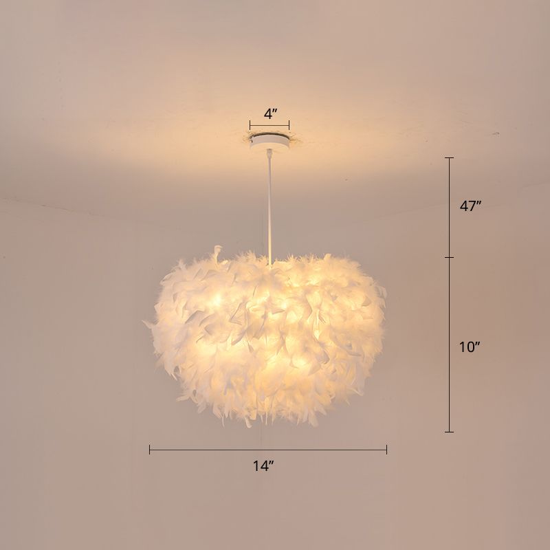 Gänsefeder Dome Deckenleuchte Einfachheit weiß hängende Anhänger für Schlafzimmer