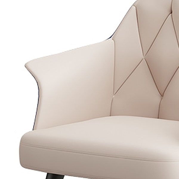 Glam Faux Leather Dining Chair Metal Arm Chairs for Restaurant Use