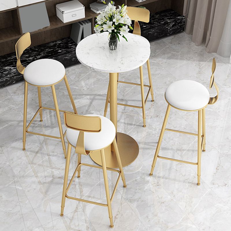 Contemporary Dining Stools Glam Metal Bar Stools with Footrest