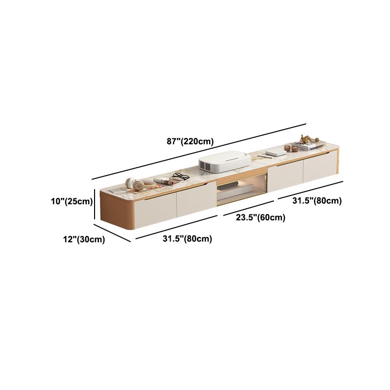 Glam Style Stone TV Stand Enclosed Storage Cable Management TV Console
